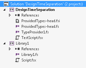 Type-provider solution separating run time and design time into two assemblies