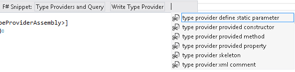 Code snippets for type-provider writing