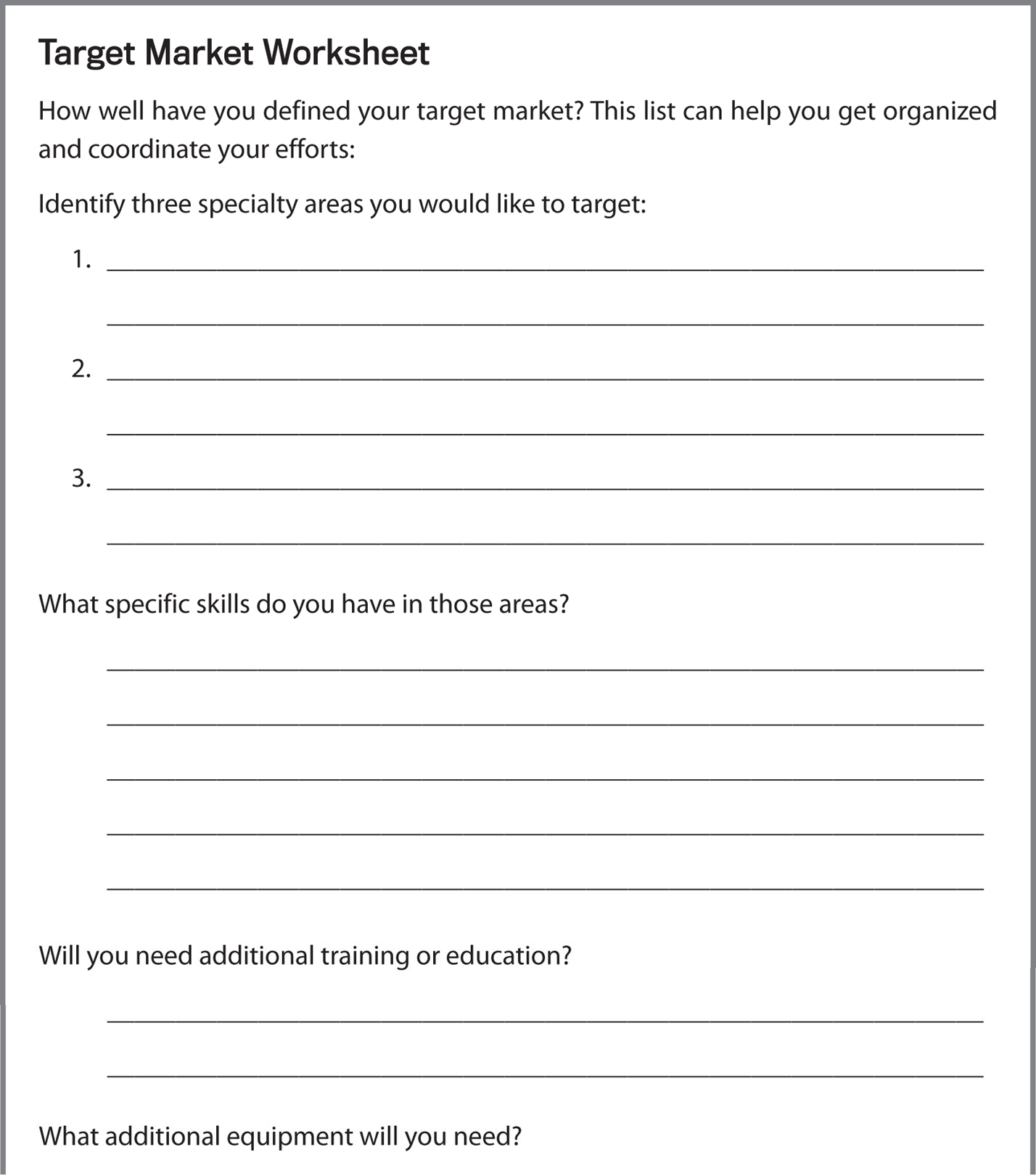 FIGURE 1–1: Target Market Worksheet