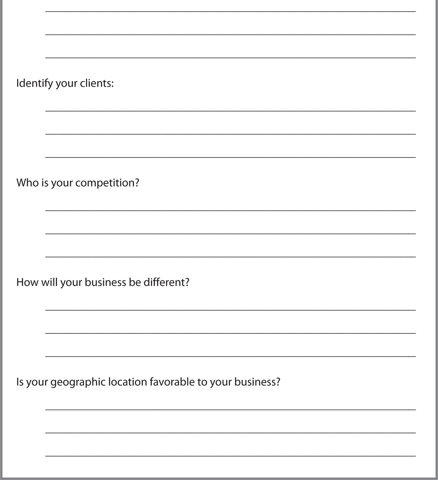 FIGURE 1–1: Target Market Worksheet