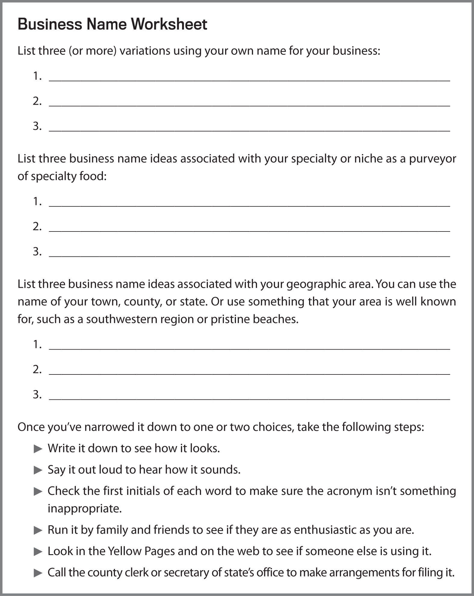 FIGURE 4–1: Business Name Worksheet