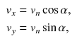 $$\begin{aligned} \begin{aligned} v_x&= v_{n}\cos \alpha , \\ v_y&= v_{n}\sin \alpha , \end{aligned} \end{aligned}$$