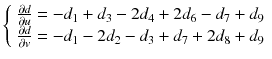 $$ \left\{ {\begin{array}{*{20}c} {\frac{\partial d}{\partial u} = - d_{1} + d_{3} - 2d_{4} + 2d_{6} - d_{7} + d_{9} } \\ {\frac{\partial d}{\partial v} = - d_{1} - 2d_{2} - d_{3} + d_{7} + 2d_{8} + d_{9} } \\ \end{array} } \right. $$