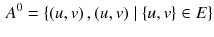 $$\begin{aligned} A^0 = \left\{ \left( u,v \right) , \left( u,v \right) \mid \left\{ u,v \right\} \in E \right\} \end{aligned}$$