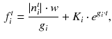 $$\begin{aligned} f_i^t = \frac{|n_i^t| \cdot w}{g_i} + K_i \cdot e^{g_i \cdot t}, \end{aligned}$$