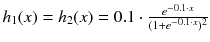 $$h_1(x) = h_2(x) = 0.1 \cdot \frac{e^{-0.1 \cdot x}}{(1 + e^{-0.1 \cdot x})^2}$$