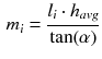 $$\begin{aligned} m_i = \frac{l_i \cdot h_{avg}}{\tan (\alpha )} \end{aligned}$$