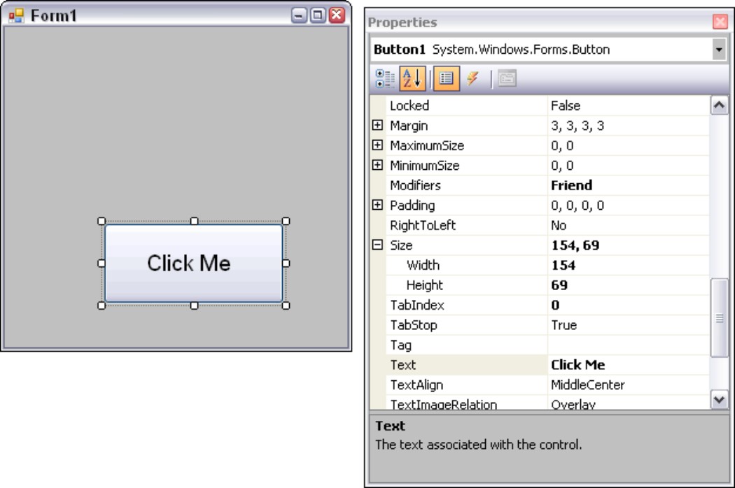 Figure 2-6: Properties define how each part of a user interface looks and behaves.