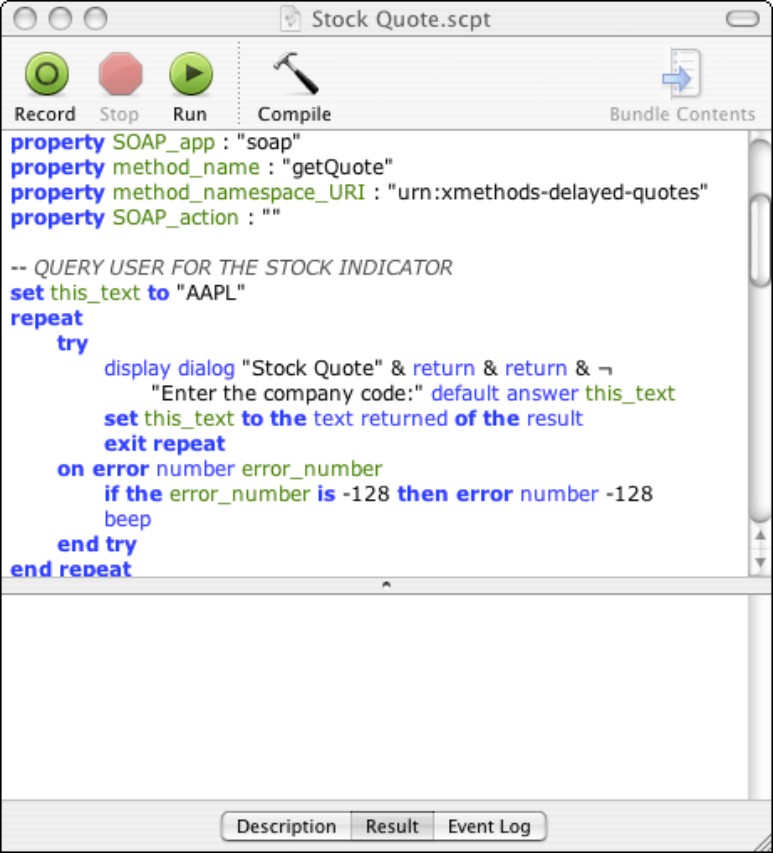 Figure 3-7: AppleScript lets you customize and automate the Mac OS X operating system.