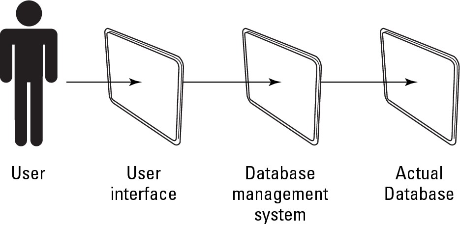 Figure 1-10: The three parts of a database program.