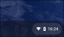 Snapshot of the Chromebook status area, which shows the Wi-Fi icon and the battery indicator.