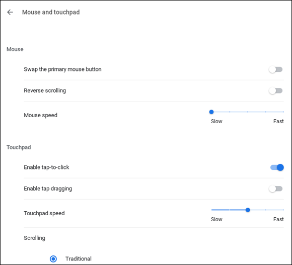 Snapshot of configuring a mouse.