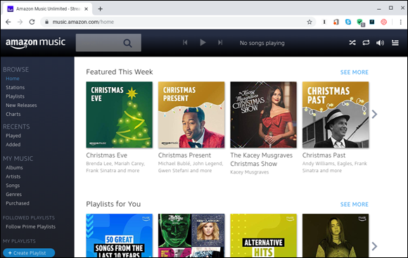 Snapshot of the Amazon Music stream service.