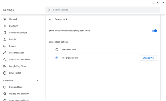 Snapshot of enabling the wake-from-sleep password requirement.