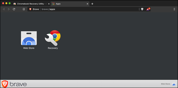 Snapshot of launching the Chromebook Recovery Utility.