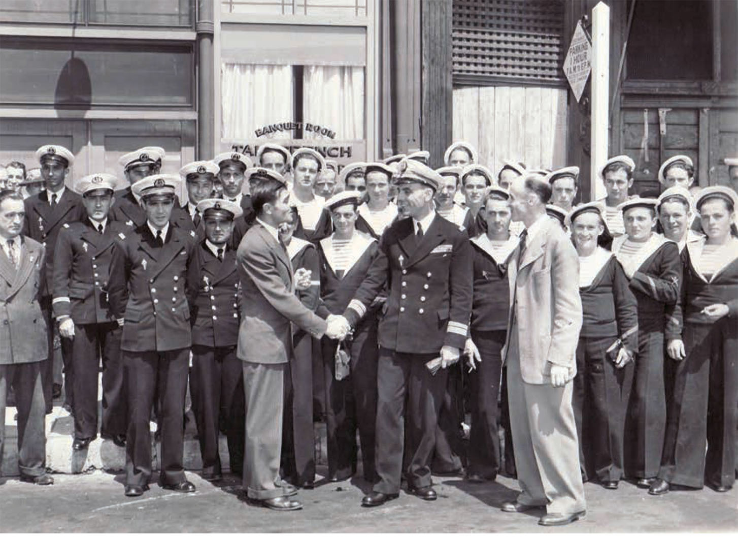 The French Navy paying a visit to Taix, 1940s.