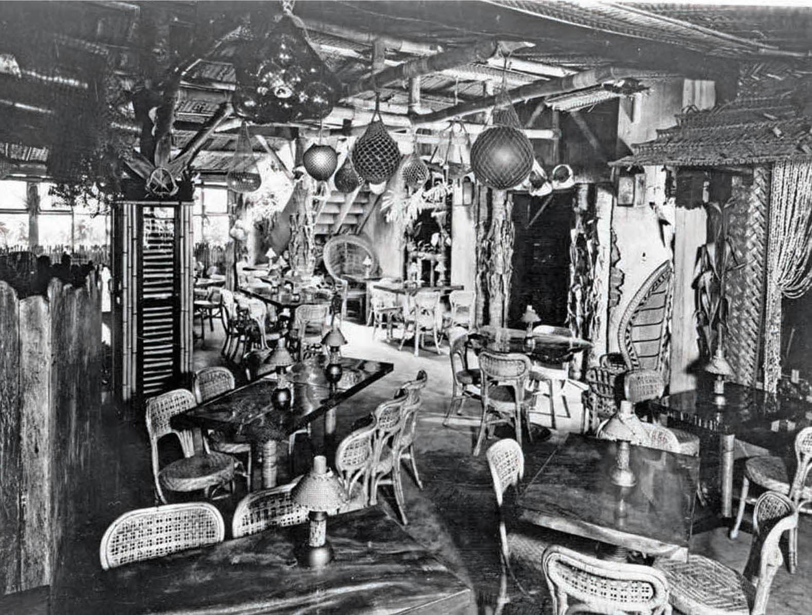 The restaurant was filled with Polynesian-themed decor, 1947.