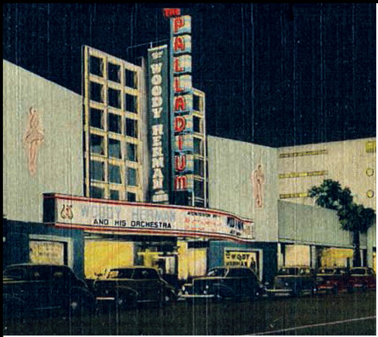 Postcard featuring the Hollywood Palladium marquee on Sunset Boulevard.