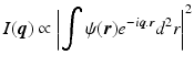 $$\displaystyle{ I(\boldsymbol{q}) \propto \left \vert \int \psi (\boldsymbol{r})e^{-i\boldsymbol{q}.\boldsymbol{r}}d^{2}r\right \vert ^{2} }$$