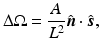 $$\displaystyle{ \Delta \Omega = \frac{A} {L^{2}}\hat{\boldsymbol{n}} \cdot \hat{\boldsymbol{s}}, }$$