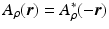 $$A_{\rho }(\boldsymbol{r}) = A_{\rho }^{{\ast}}(-\boldsymbol{r})$$