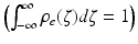 $$\left (\int _{-\infty }^{\infty }\rho _{e}(\zeta )d\zeta = 1\right )$$