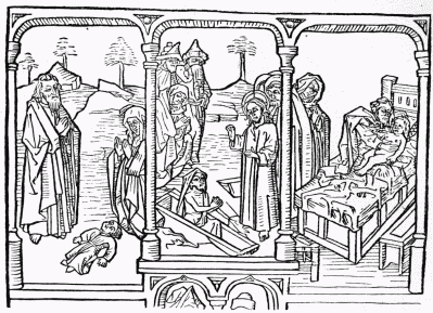 Elijah Raiseth the Widow’s Son (1 K, xvii.). The Raising of Lazarus (Jno, xi.). Elisha Raiseth the Widow’s Son (2 K. iv.). FIG. 5.—From the original in the possession of Professor Norton, of Cambridge.