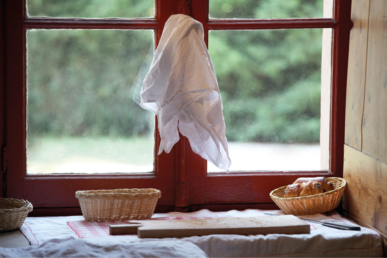 Photo of a French kitchen window.