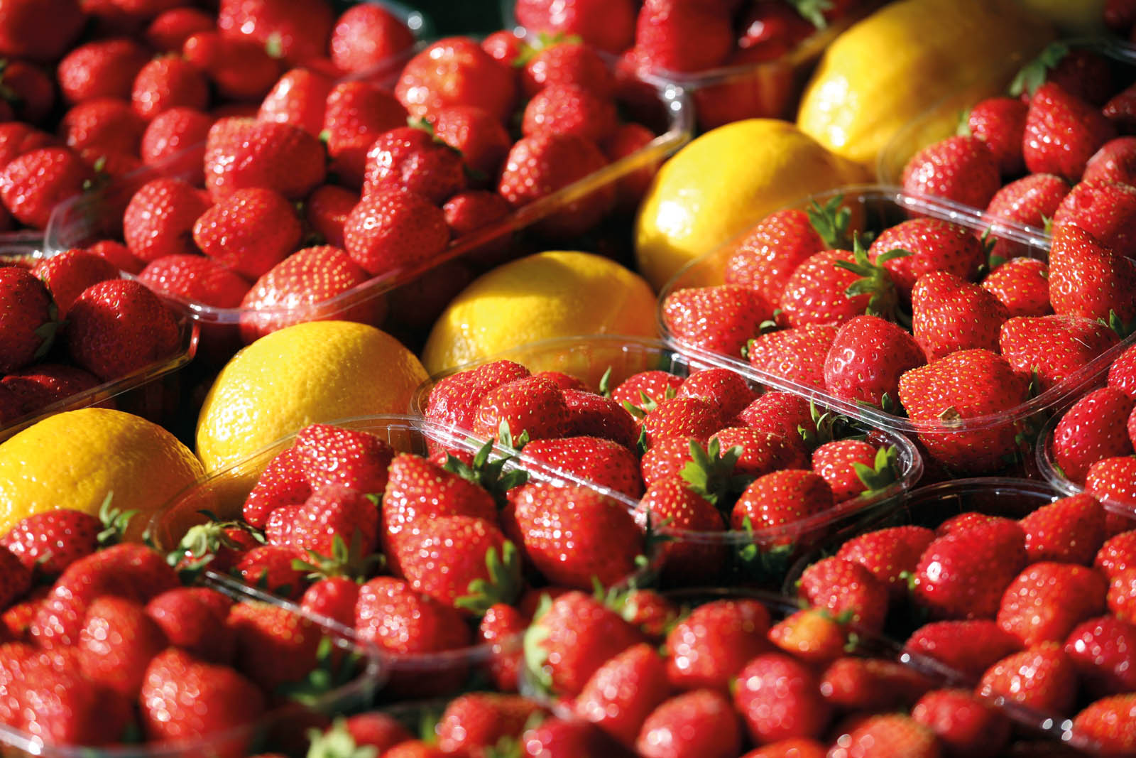 Photo of strawberries and lemons.