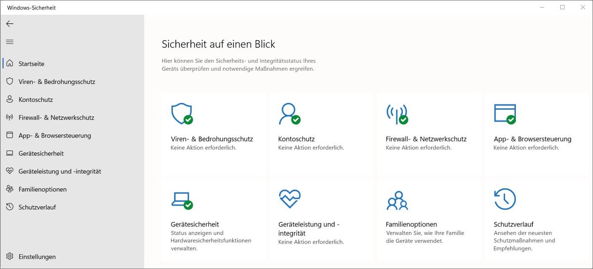 Die Security Suite zeigt relevante Informationen sehr übersichtlich.