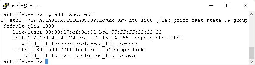 Wichtige Informationen per »ip addr show«