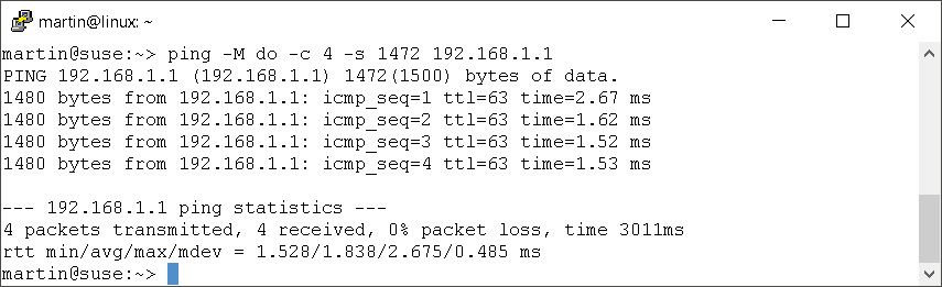 »ping« mit Optionen unter Linux