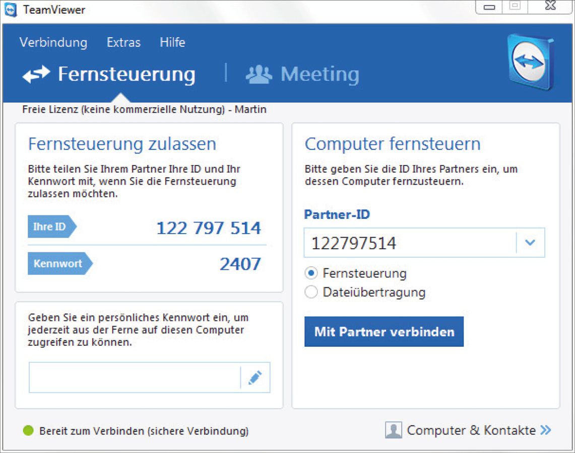 TeamViewer: Einstellungen für den Helfer