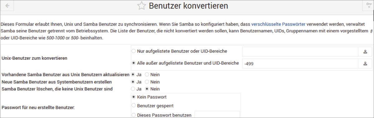 UNIX-Benutzer zu Samba-Benutzern konvertieren