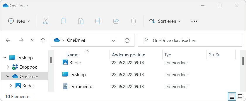 OneDrive speichert Ihre Dokumente in der Cloud.