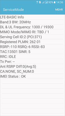 Dieses Android-Gerät nutzt gerade LTE Band 3.