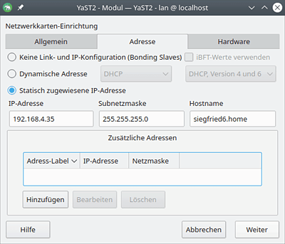 Die IP-Konfiguration des Netzwerkadapters