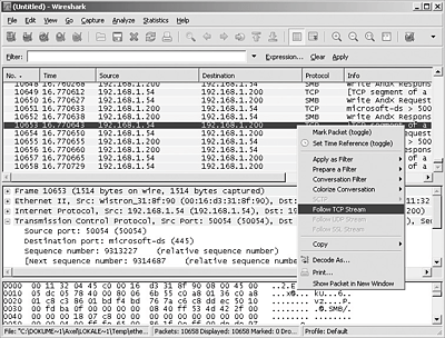 Mitgeschnittener Datenverkehr