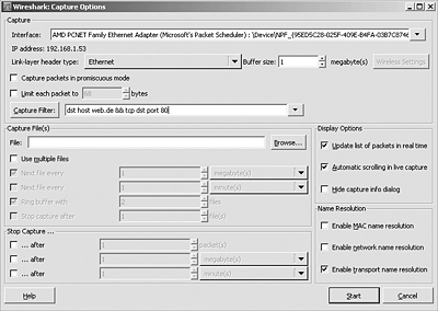 Wireshark mit »Capture Filter«