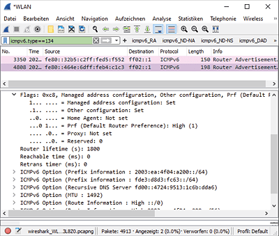 Der Router vermittelt Stateful DHCPv6.