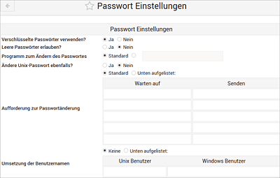 Verschlüsselte Passwörter sind Standard.