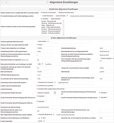 Allgemeine Postfix-Einstellungen