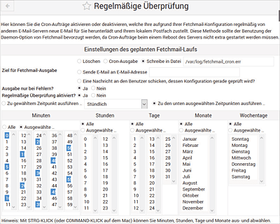 Fetchmail wird per Cronjob alle fünf Minuten gestartet.