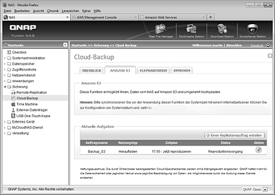Daten vom QNAP NAS werden in die Cloud repliziert.