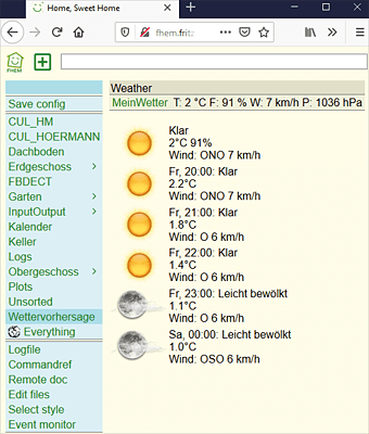 Der Abruf der Wetterdaten aus dem Internet hat geklappt.