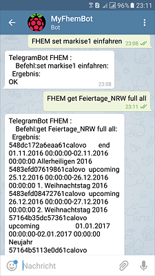 FHEM wird über einen Messenger gesteuert.