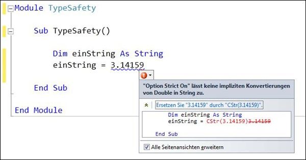 Typsicherheit unter .NET verlangt, dass implizit nur gleiche oder sichere Typen einander zugewiesen werden können