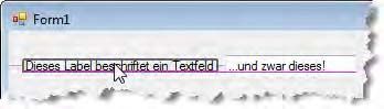 Gerade beim Beschriften von TextBox-Steuerelementen mit Label-Steuerelementen helfen Ihnen Ausrichtungslinien, da die Steuerelemente auch an den Textbasislinien einschnappen