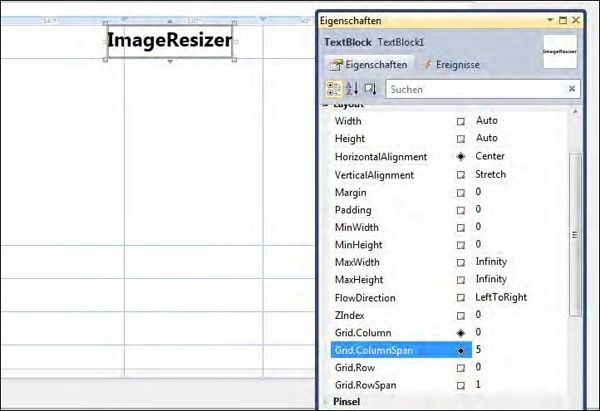 Anpassen der Eigenschaften der Kategorie Layout