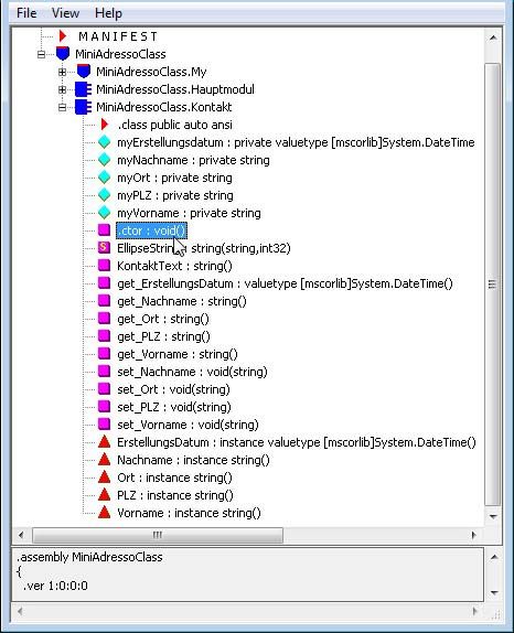 Die Metadaten der EXE-Datei erlauben die Ansicht der Programmstruktur im IL-Disassembler